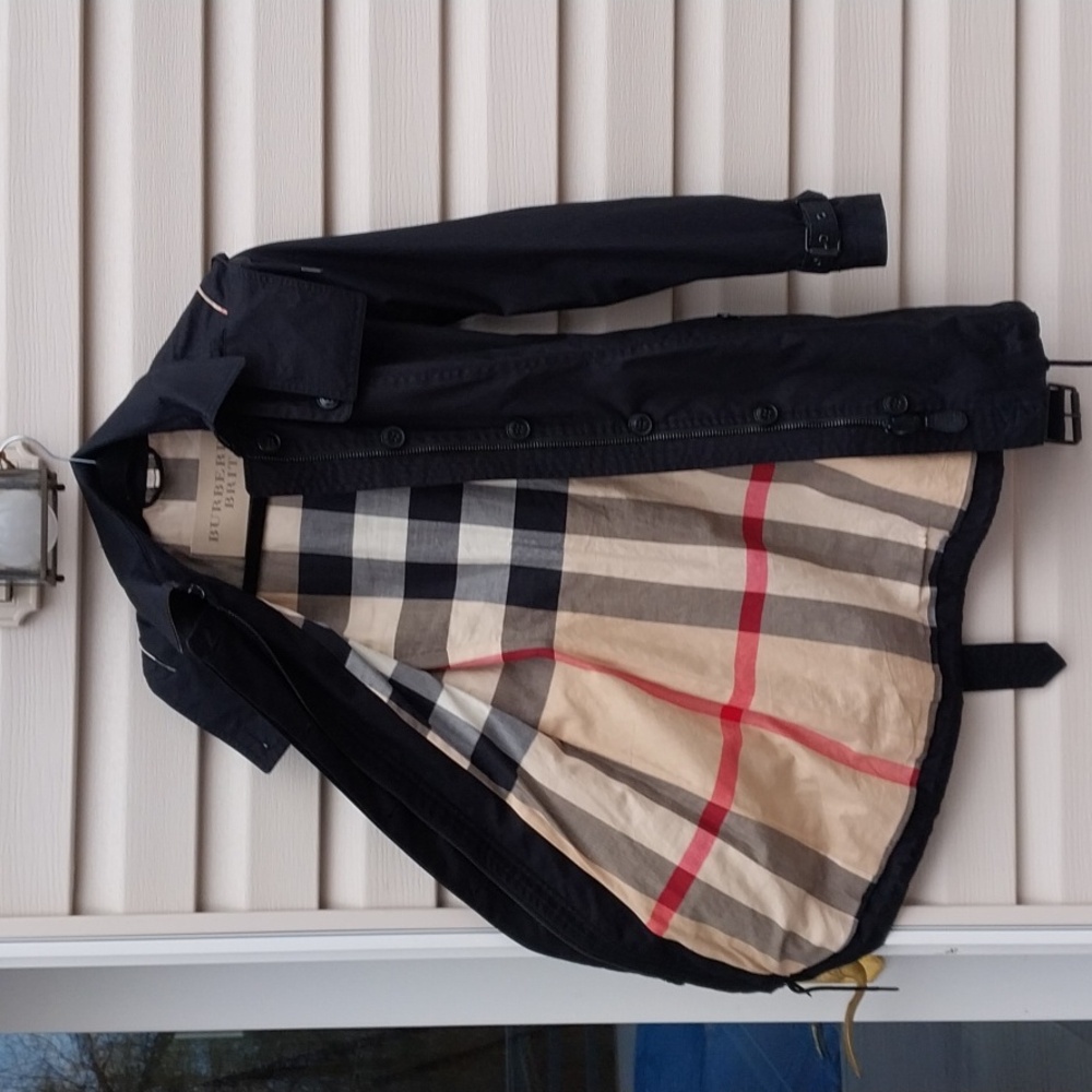 Burberry Black Trench Coat with Check Lining
